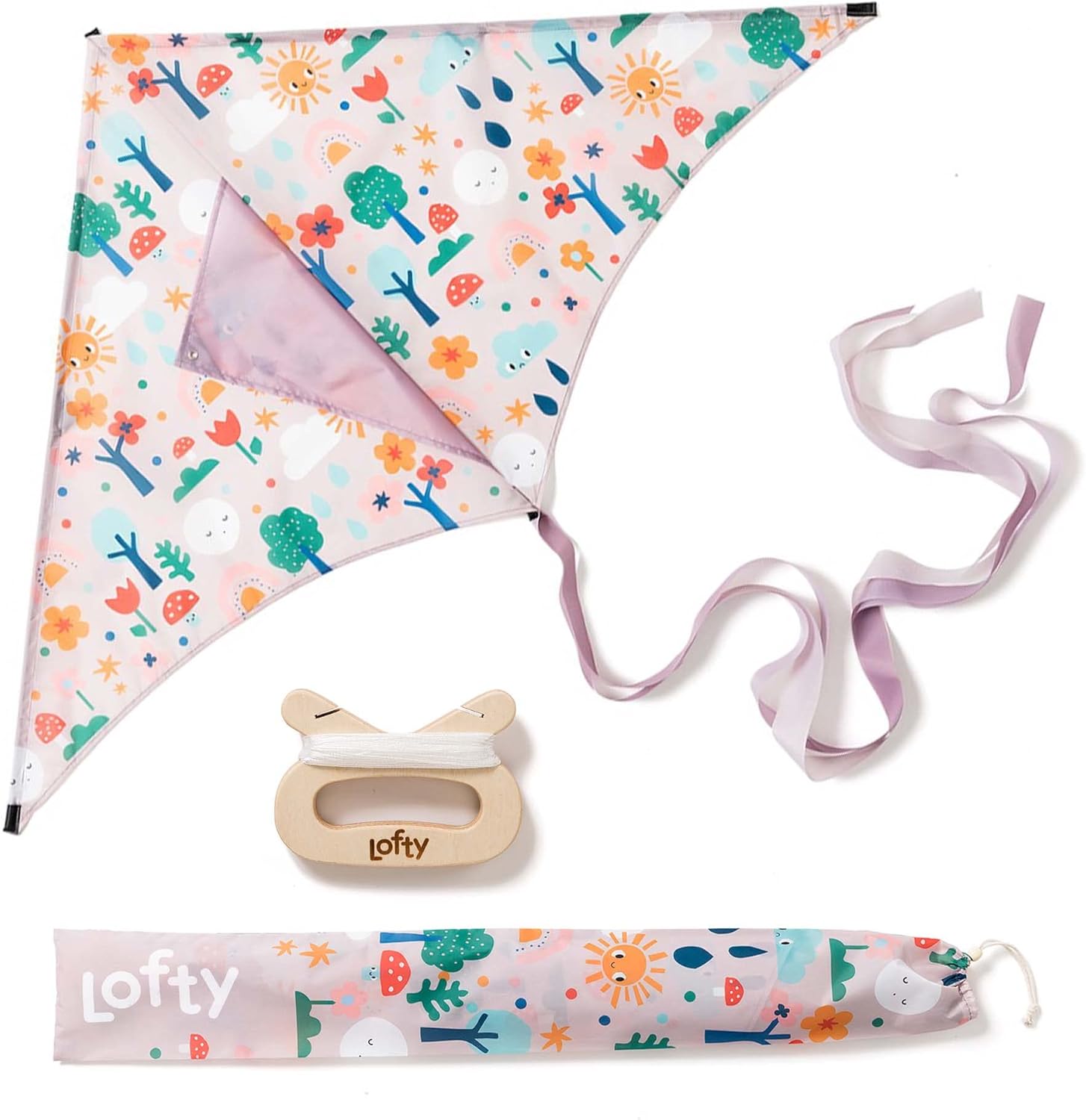 LOFTY Kites for Kids | Easy to Fly Kite | Flying Kites for Children | Kids Kite Easy to Assemble | Built to Last with Wooden Handle & Matching Carry Bag | Designed in New Zealand- Happy Days : Everything Else