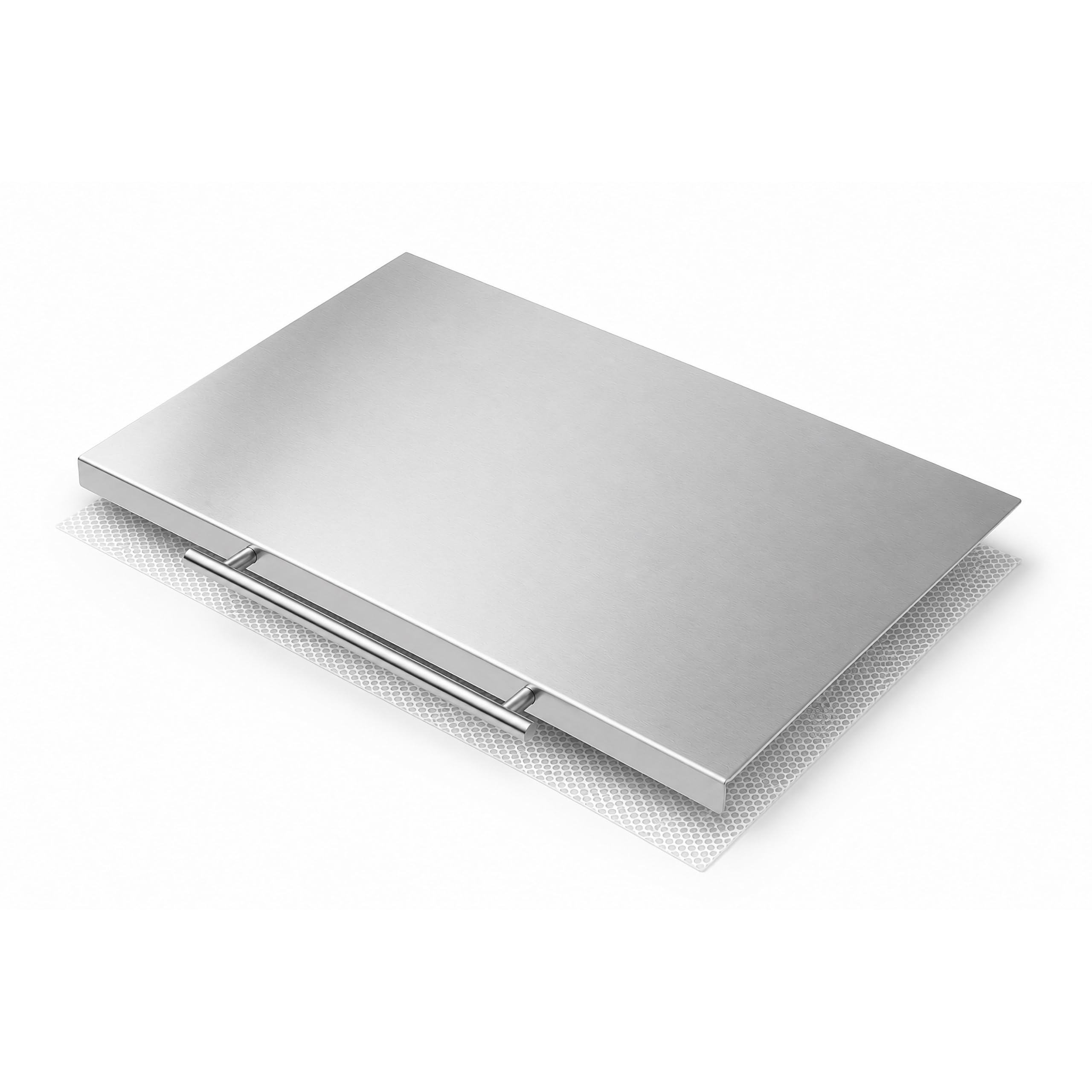 RONDA Tagliere Spianatoia Acciaio Inox 60x50 cm con Maniglia | Piano da Lavoro Alimentare Professionale, Antibatterico e Antiscivolo con Piega 2 cm per Impastare Pizza, Pane e Pasta