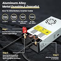 Vista 4 de Anbull Nueva versión 110V AC a 12V DC Convertidor, con interruptor de encendido/apagado,Terminales de cobre puro Transformador adaptador de 12V CC