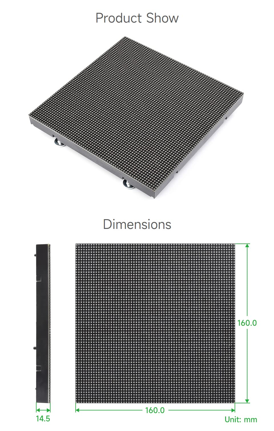 Waveshare RGB Full-Color LED Matrix Panel 2.5mm Pitch 64x64 Pixels Adjustable Brightness Compatible with Raspberry Pi/Pico/ESP32