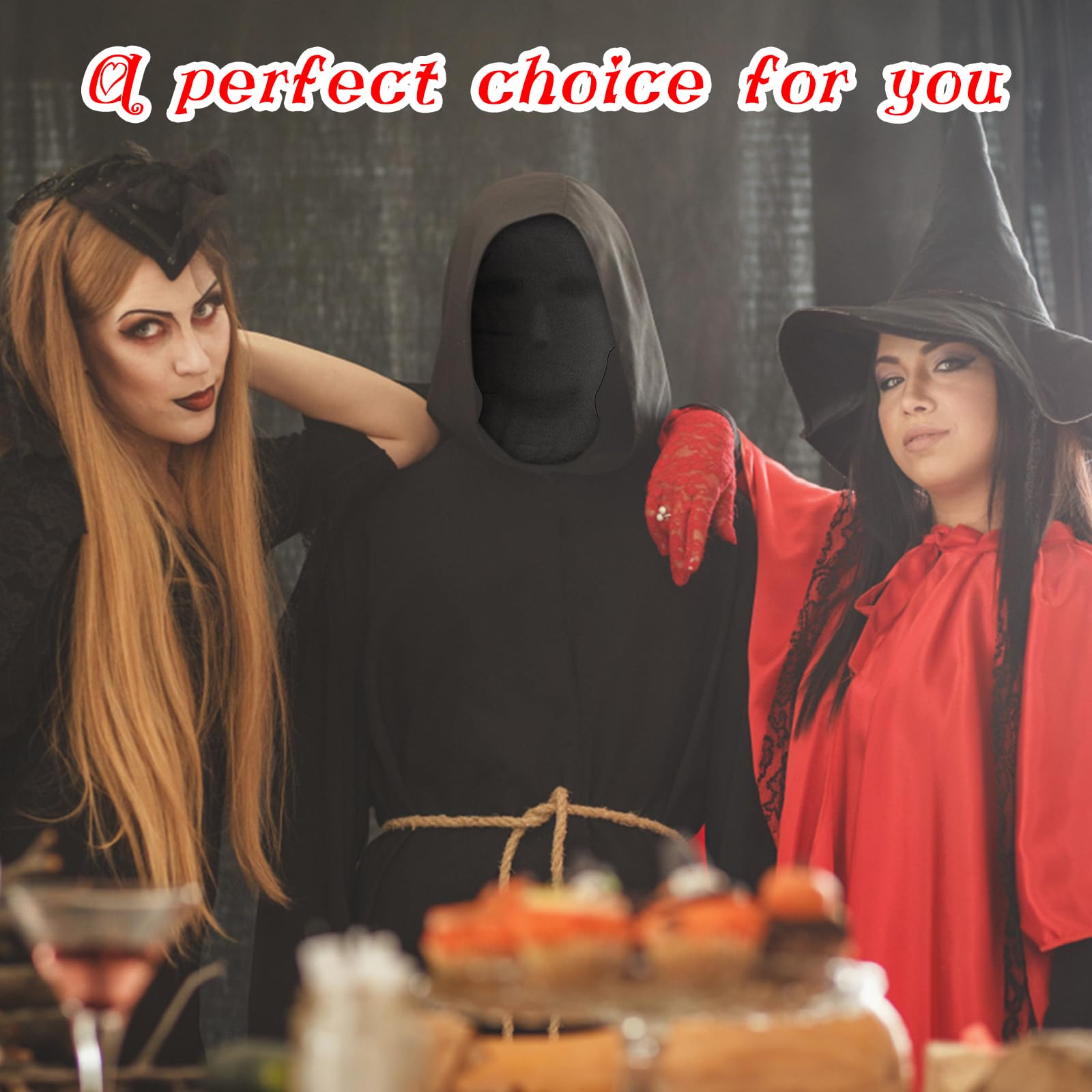 2PCS Black Full Face Mask,Halloween Full Black Mask,Halloween Spandex Hood Mask,Faceless Skin Masks Halloween,Head Cover Faceless Mask for Halloween Party Costume - Image 2