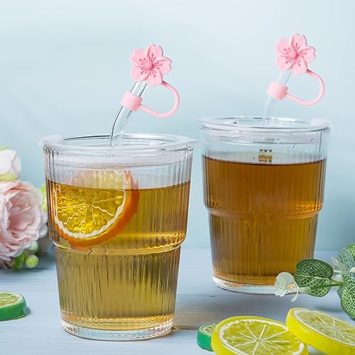 Miniatura 7 de Malus Spectabilis - Juego de 3 tapas de popote de silicona para copa Stanley, 0.394 in, reutilizables, lindas flores rosadas, accesorios para