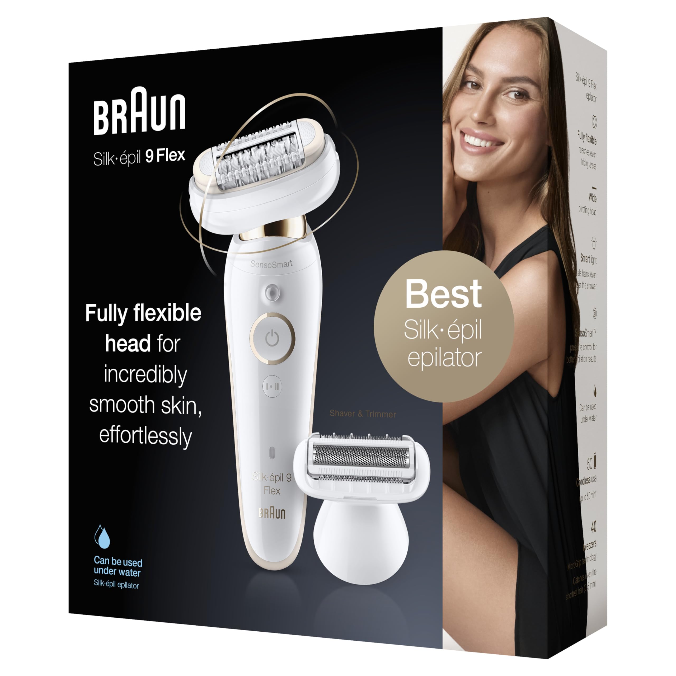 Braun Silk-épil 9 Flex Depilatore Donna, Epilatore Elettrico Donna, Testina Flessibile, Rasoio Donna, Epilazione Semplice,Wet & Dry,Testina radente, Idea Regalo, Festa della Donna,9-006 Flex