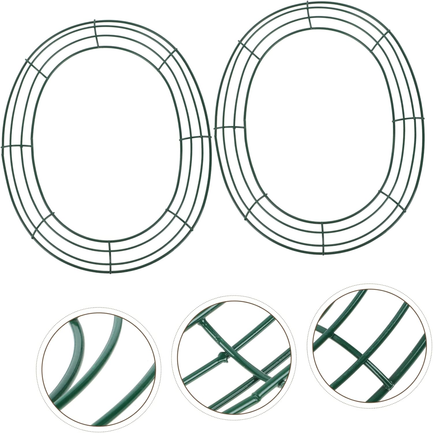 Zerodeko 2Pcs Easter Egg Shaped Iron Wreath Frame Garland Rack Smooth Surface Decorative Floral Hoop Holder for Wall Door Hanging Craft