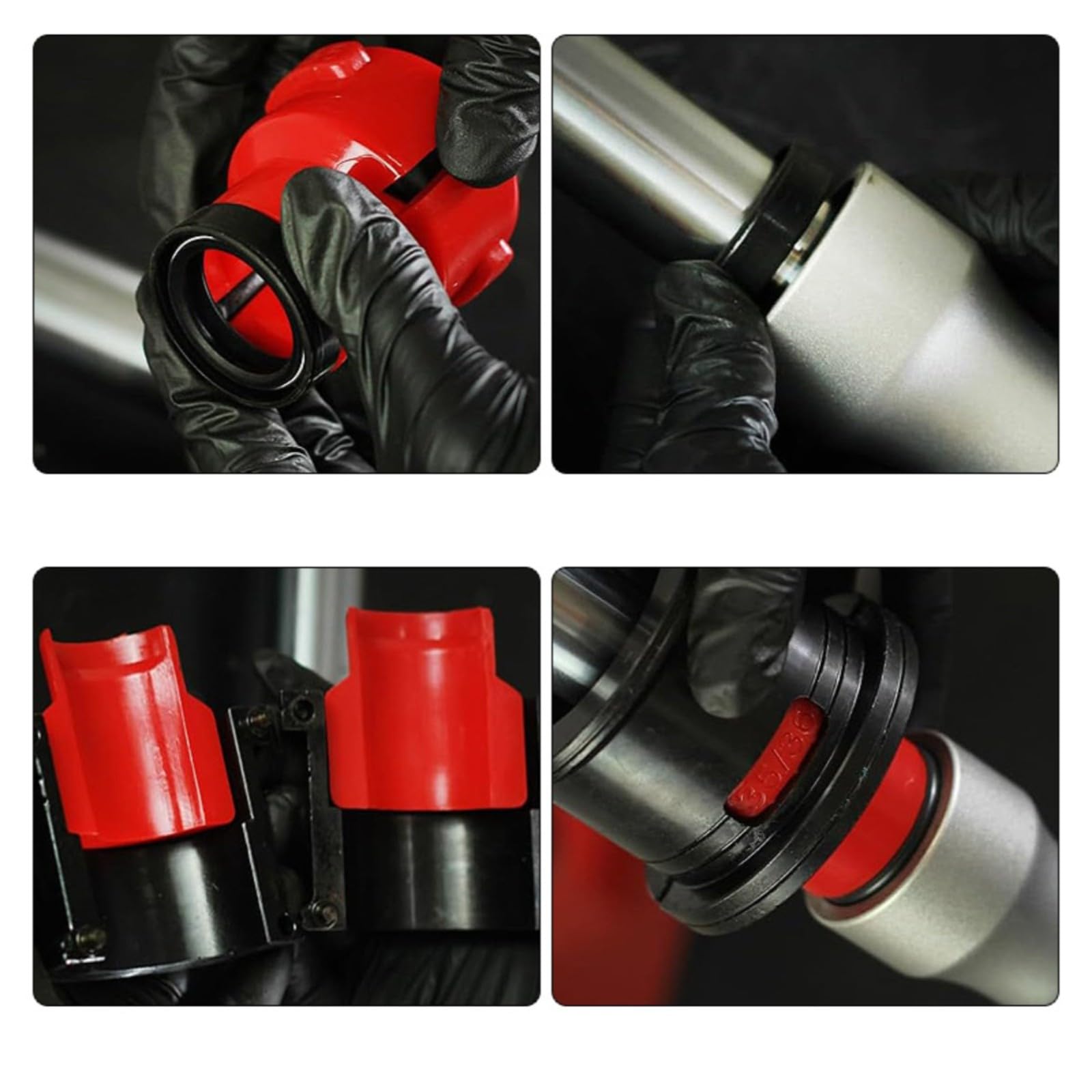 14 Stück Motorrad-Gabelöl-Dichtring Montagewerkzeug-Set mit Nylonadaptern Werkzeugsatz mit Nylon-Adaptern Größenverstellbar für Heimwerker, Heimgarage