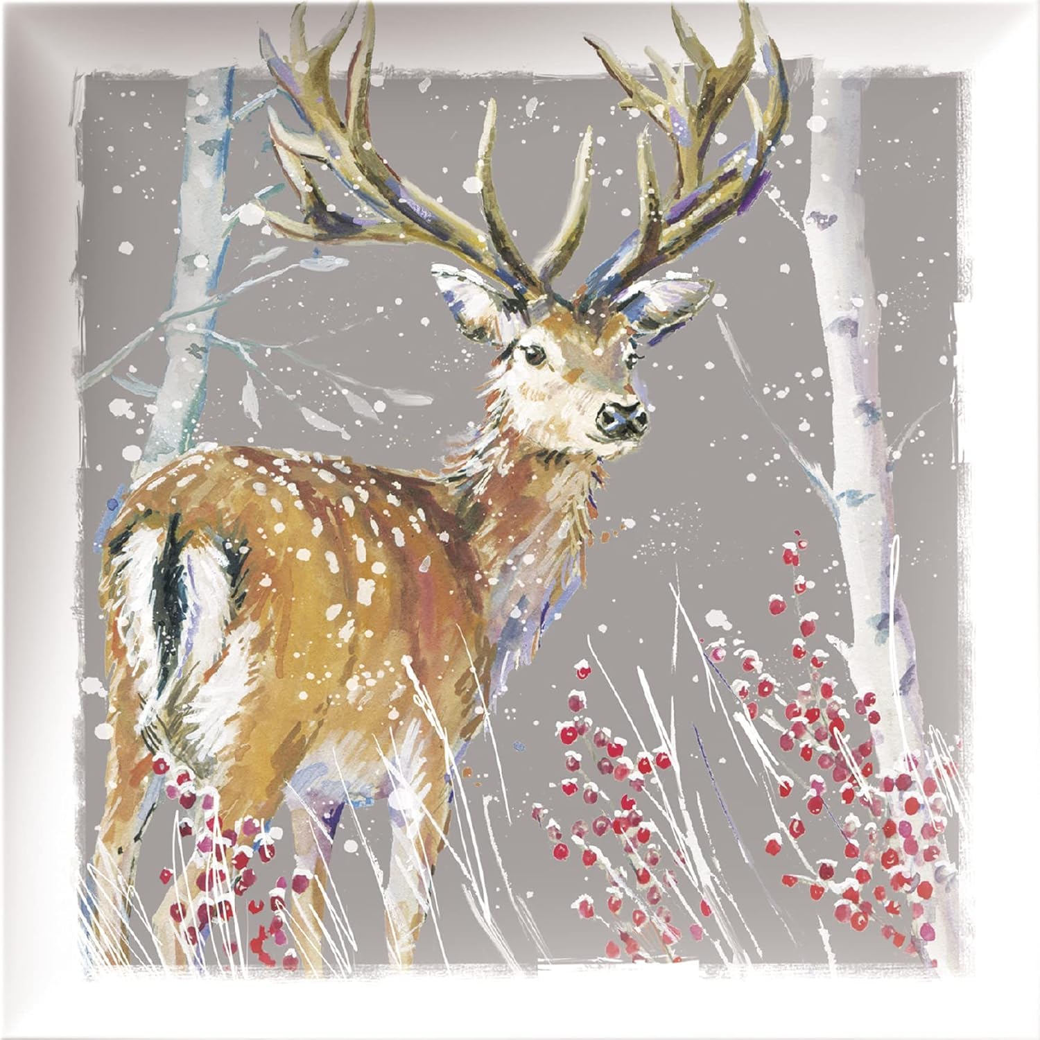 GBCC Charity Christmas Cards Pack of 20, Festive Hare & Stag in the Snow - Image 2