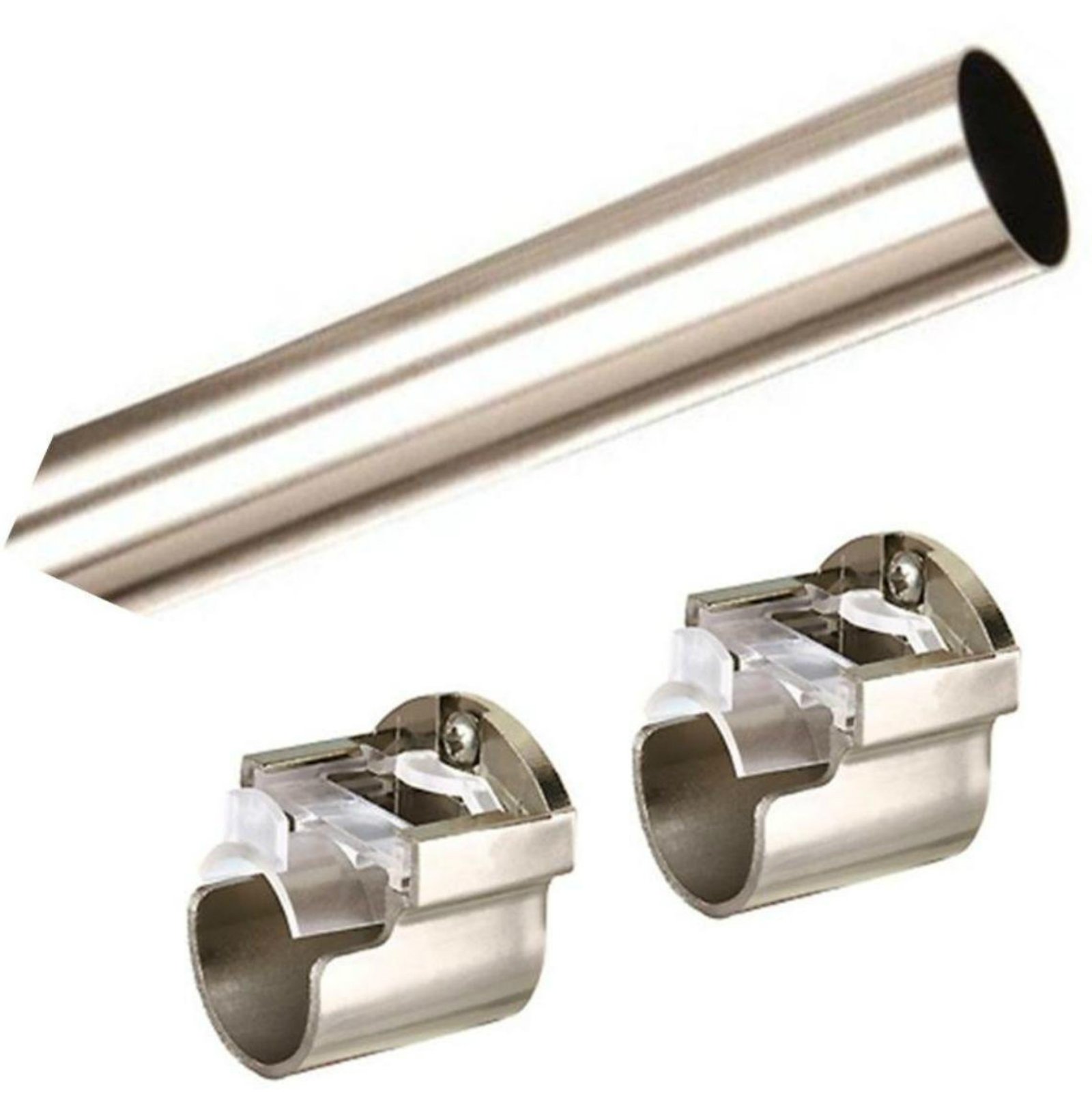 ABC Decor, Satin Steel, 150cm, RECESS Trade Packed EYELET Curtain pole (No Finial & no rings)- pole diameter 28mm