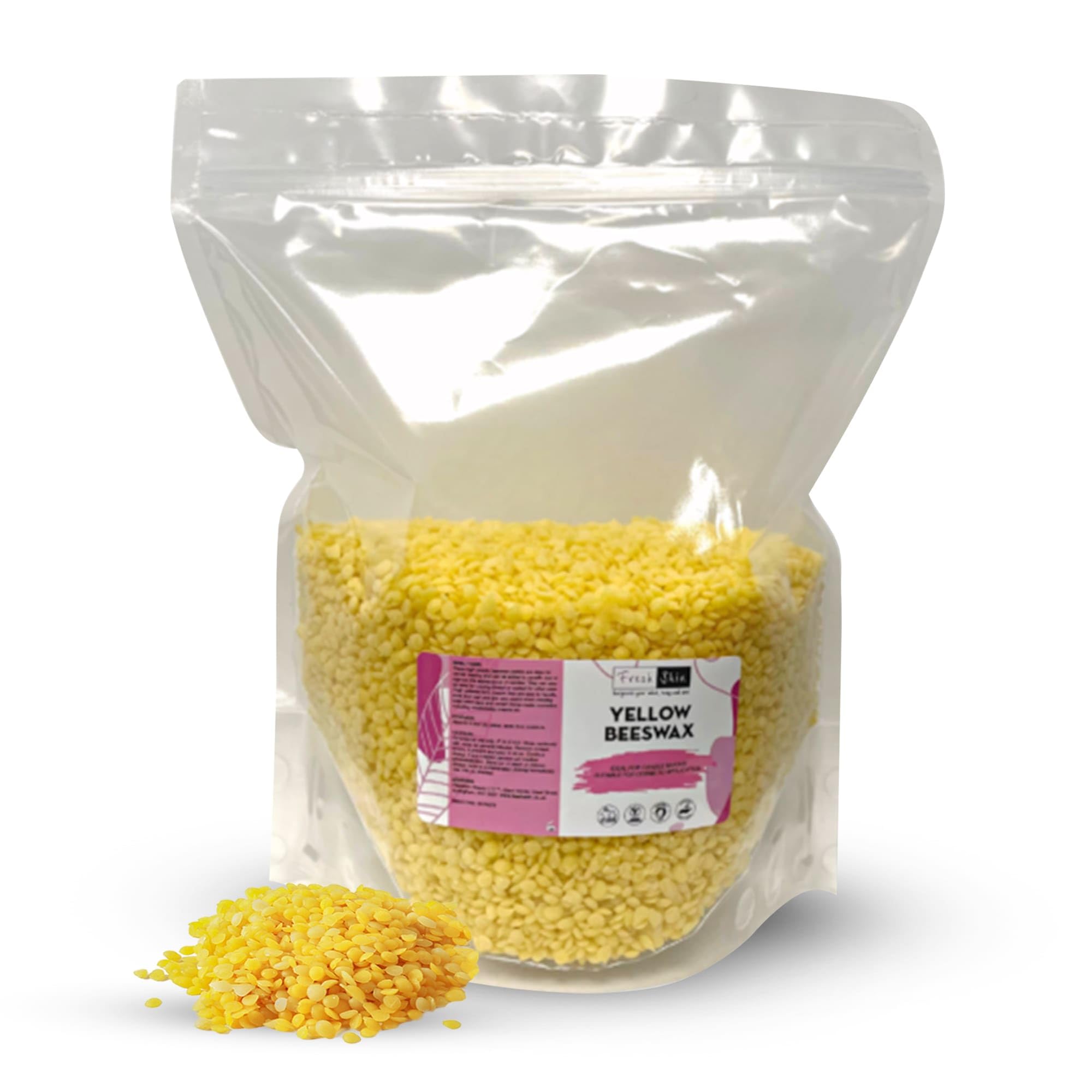 freshskin beauty ltd 1kg Yellow Beeswax Pellets (1000g) - Cosmetic Grade for Candles, Soaps, Lip Balms and Lotions