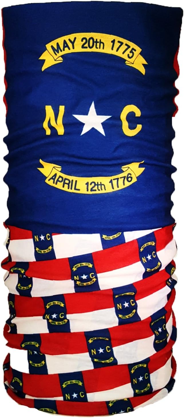 Tradition Scarves North Carolina Flag Tube Scarf - State of NC Bandana Headwear Ascot