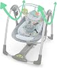 Ingenuity - Swing 'n Go Portable Swing - Hugs and Hoots, 5 Swing Speeds, 8 Soothing Melodies, Removable Toy Bar, Newborn and Above, Grey