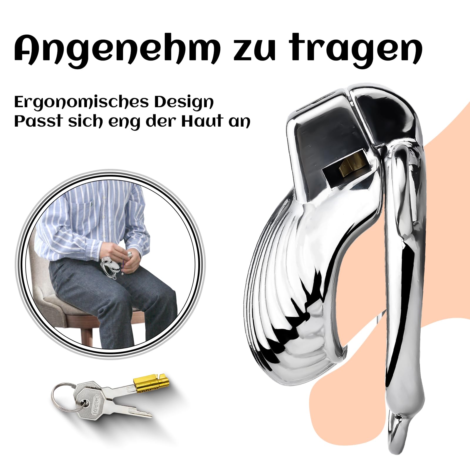 TUONID Keuschheitskäfig aus Metall für Männer Keuschheitskäfil Peniskäfig mit Lederriemen Penistrainer Edelstahl Extremer Keuschheitskäfig für Paare Sexspielzeug für Paare flat chastity cage Sex toys