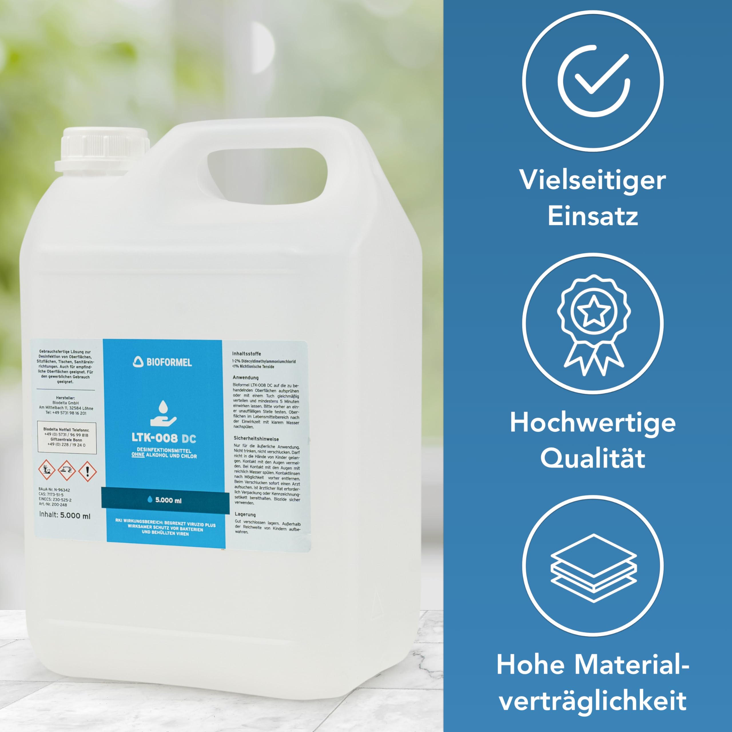 BioFormel DC Flächendesinfektionsmittel 5L | Desinfektionsmittel | LTK-008 | Made in Germany