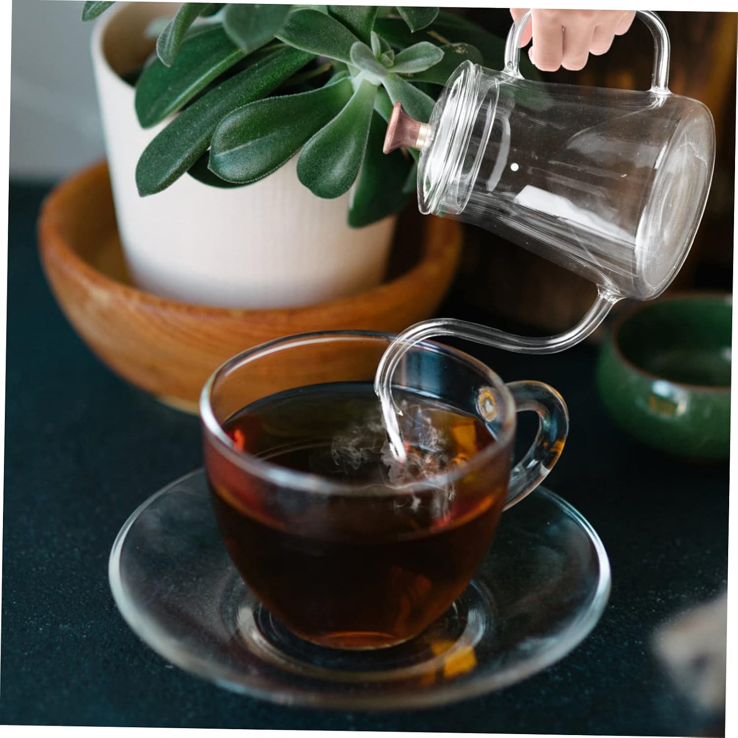 Healifty Transparent Glass Handheld Coffee Kettle with Narrow Spout for Hand Drip Brewing Stovetop Safe Pot for Home and Office Scald Design with Vertical Pouring and Practical Water Kettle