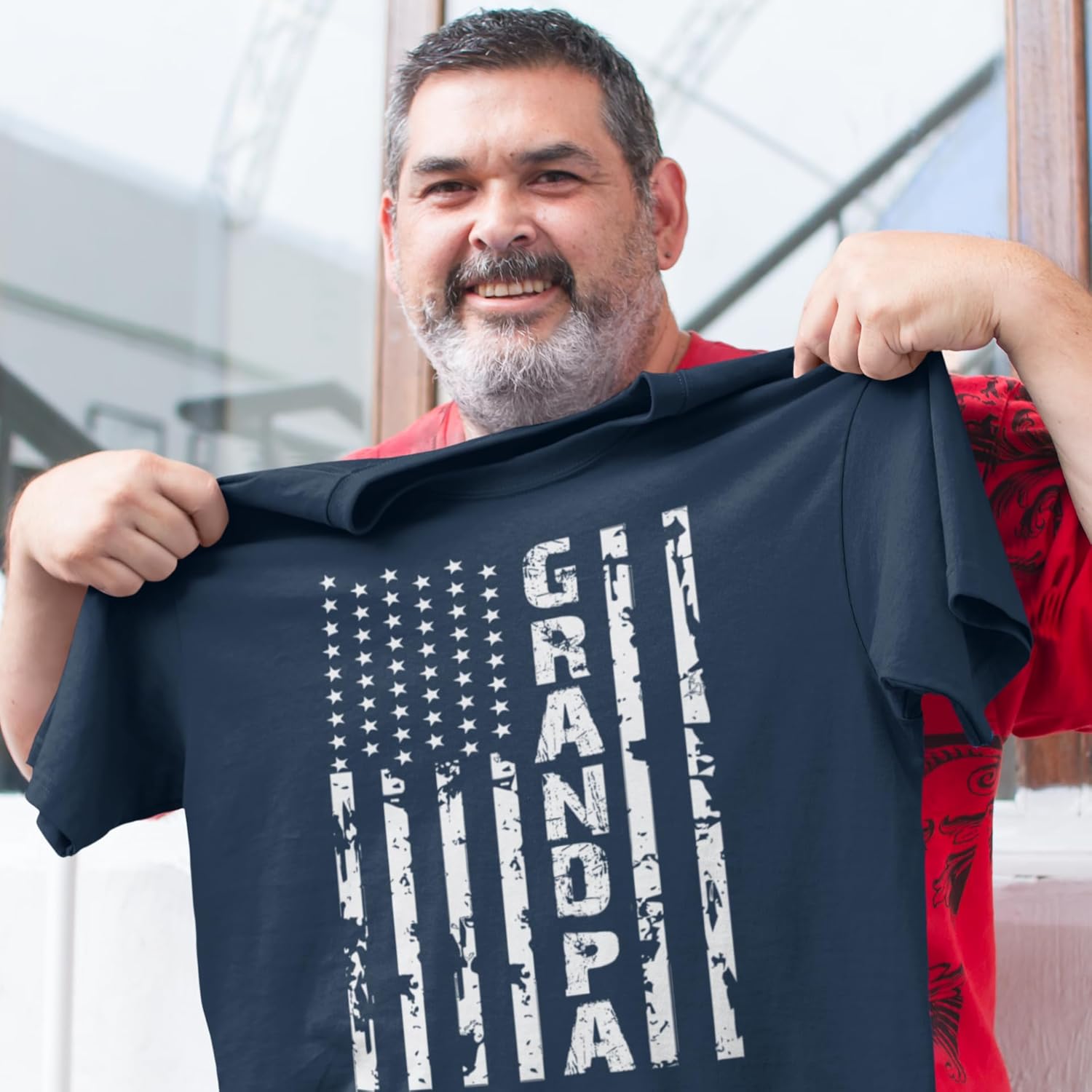 Kropsis Grandpa Vintage American Flag Men's T-Shirt - Image 3