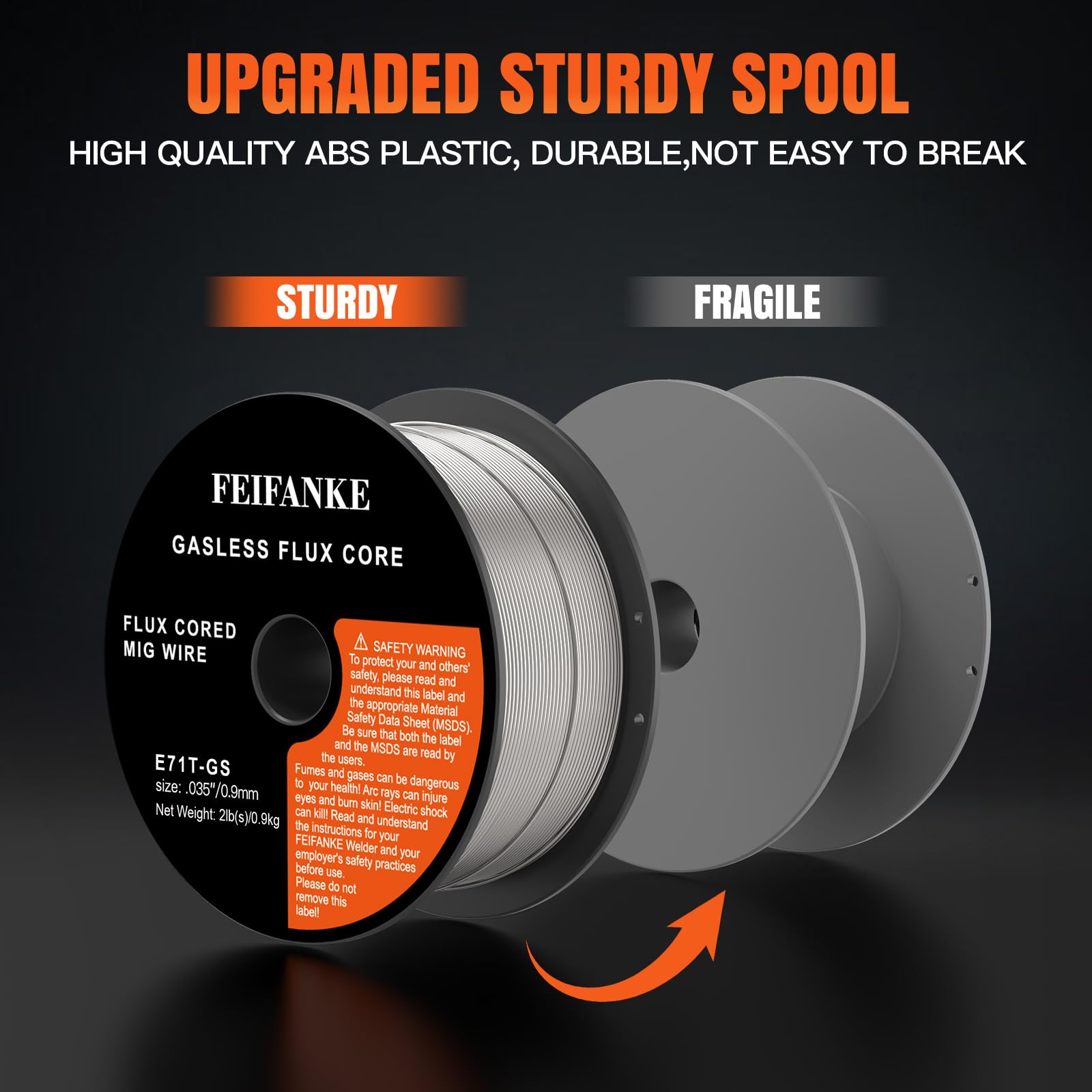 FEIFANKE Fil Fourré Sans Gaz 0.9MM, Bobine Fil Fourré 3KG- E71T-GS General Purpose MIG MAG Welding Wire Reel D100 for Welding Machines, 3 Boîte