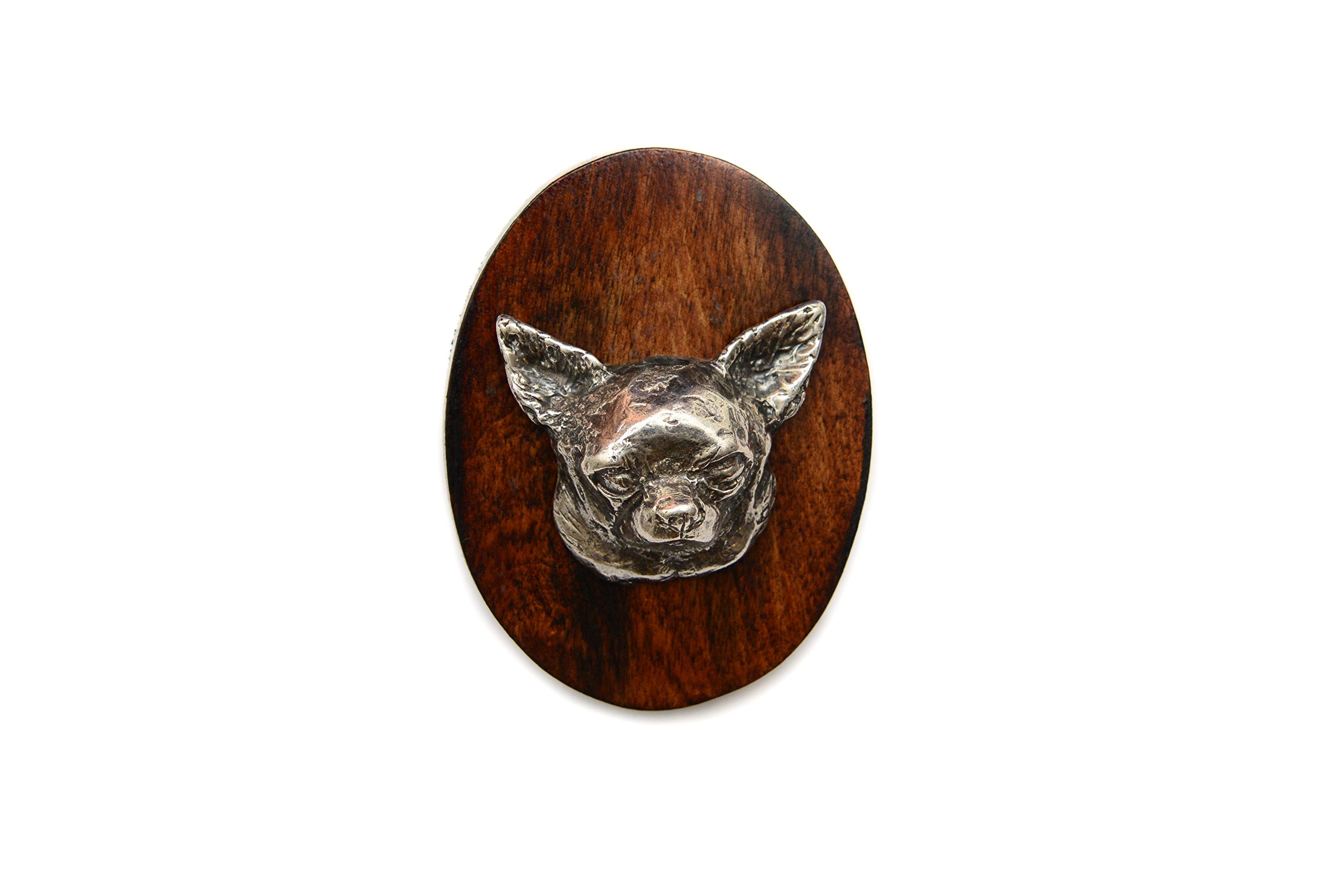 Art-Dog Dog Show Ring Clip Number Holder - Brooch with Clip Dog Show Exhibit Number Holder - Handmade Dog Show Accessory – Dog Tag Clip 7x5cm – Chihuahua smooth haired