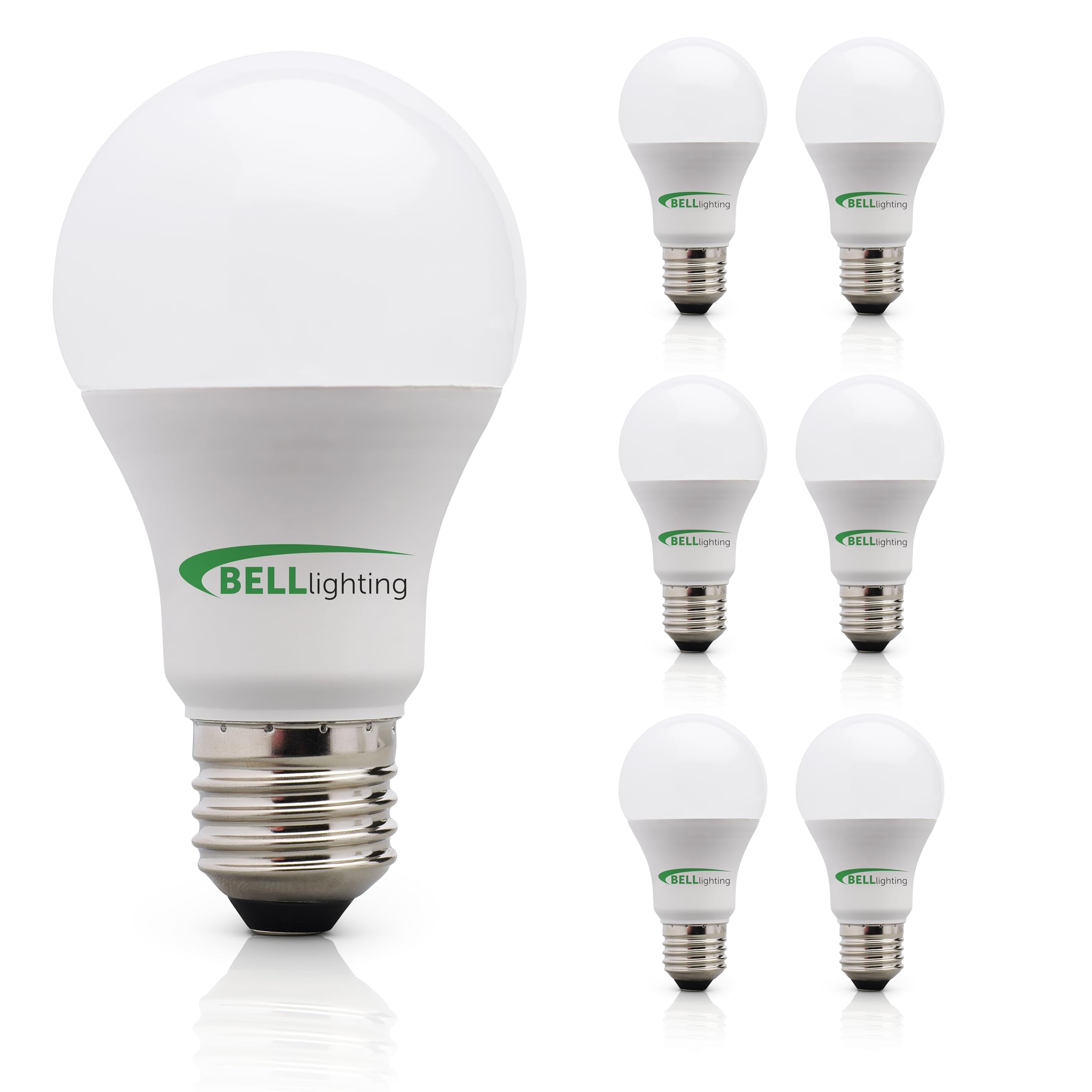 BELL Lighting E27 Edison Screw LED Bulb Fitting (Pack of 6) 8.1w Light Bulb, 180° Beam Angle E27 LED Bulbs Cool White 4000K, 220-240V LED Bulb, 810lm, Non-Dimmable