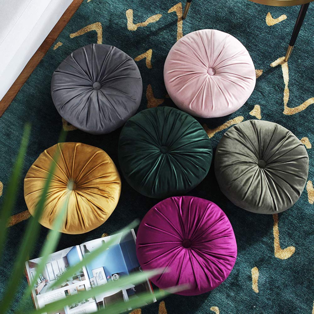 Cuscini rotondi, cuscini in 30 colori, fodera e inserto, colori dei bordi personalizzabili, cuscino rotondo per sedia in velluto, idea regalo per cuscino rotondo da pavimento - Italia
