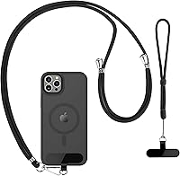 Vista 1 de CACOE Cordón para teléfono celular 2 piezas - 1 pieza correa ajustable para el cuello, 1 pieza correa de muñeca, 2 piezas almohadillas, cruzado
