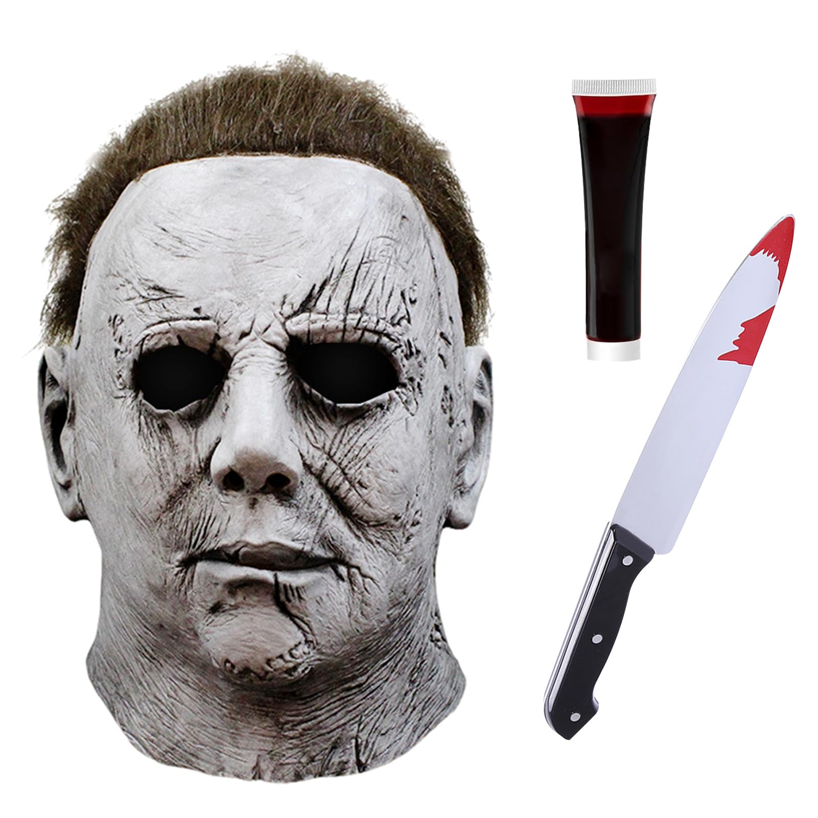 HarnyLoom Michael Mask for Adults Halloween Mask Scary Latex Masks with Keychain for Horror Halloween Costume Party Cosplay (Style 4)