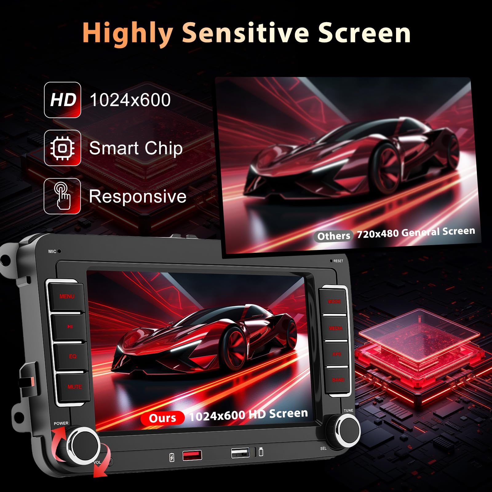 WERESOUND Autoradio Carplay Android Auto sans Fil pour Golf 5/6 Polo Passat | 7" IPS Ecran Radio pour VW Touran Skoda EOS Jetta Caddy, Bluetooth, Mirror Link, FM/AM/RDS, SWC, USB, Canbus