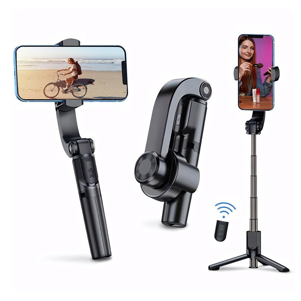 グレー スマートフォンジンバル　スタビライザー 手ブレ補正機能 Amazon.co.jp: スマホ ジンバル 三脚付き 折りたたみ式 手ブレ