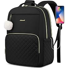 Laptop Backpack for Women College Bookbag 15.6 Inch Cute School Backpacks for Teen Girls Water Resistant Middle High School Bag Stylish Durable Work Travel Daypack for Teacher Nursing Students Black