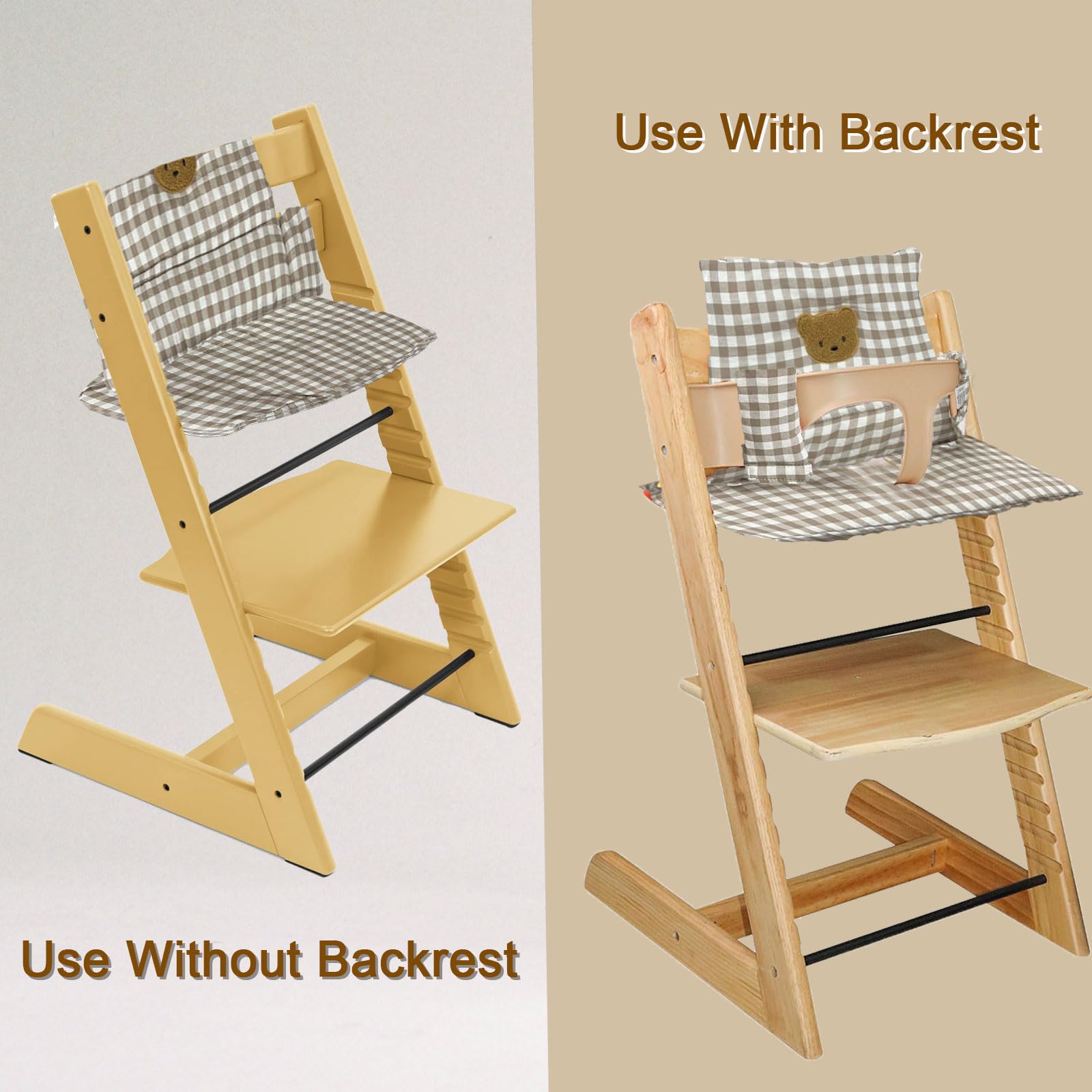 Sitzkissen für Stokke Tripp Trapp Hochstuhl, rutschfest Hochstuhl Sitzkissen Set, Bio-Baumwolle Baby Sitzkissen, Ersatzbezug Bezug Sitzkissen Kissen für Kinderhochstuhl, Babystühle mit Tasche (02)