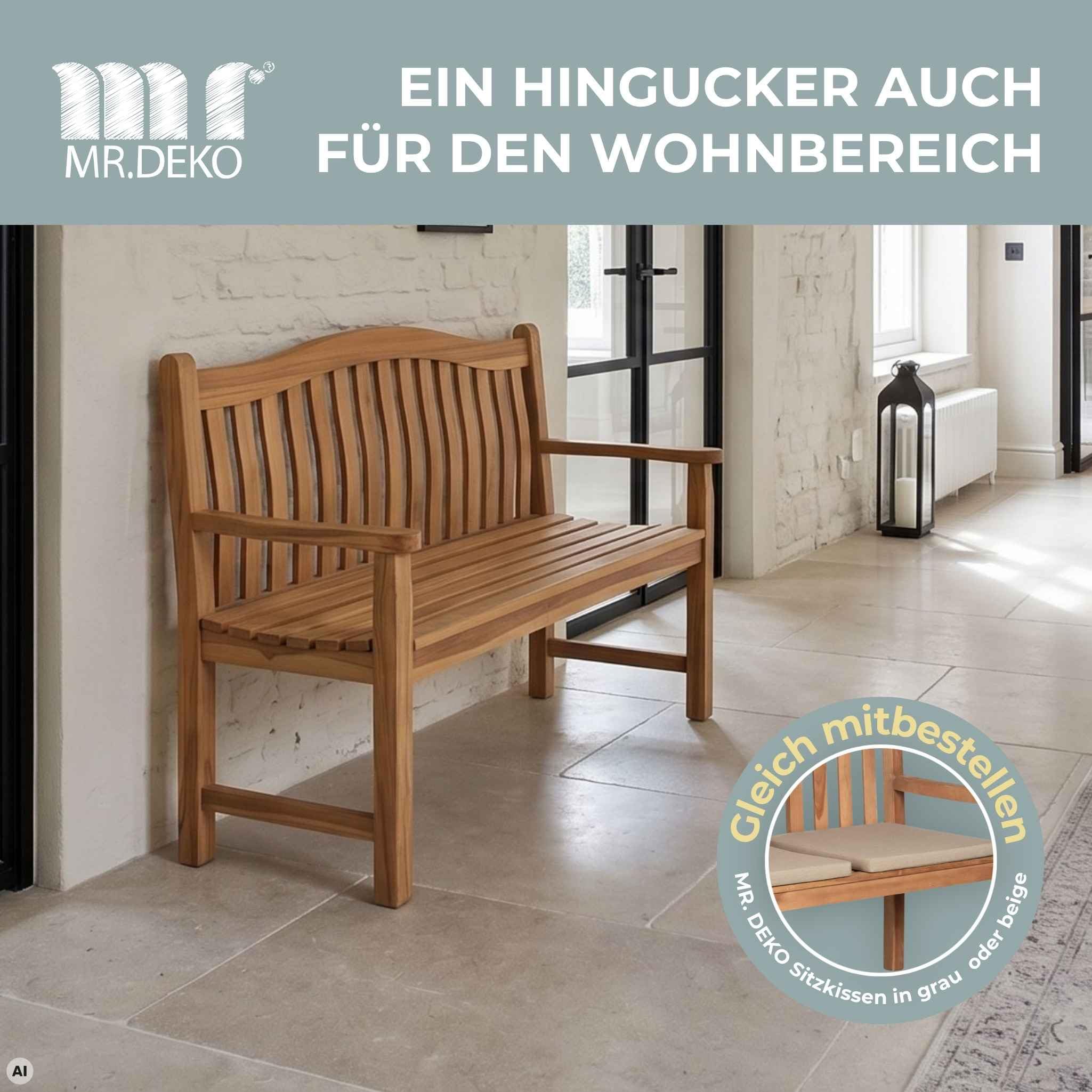 MR. DEKO Gartenbank wetterfest Sitzbank Holz Korfu Design 120x60x94cm