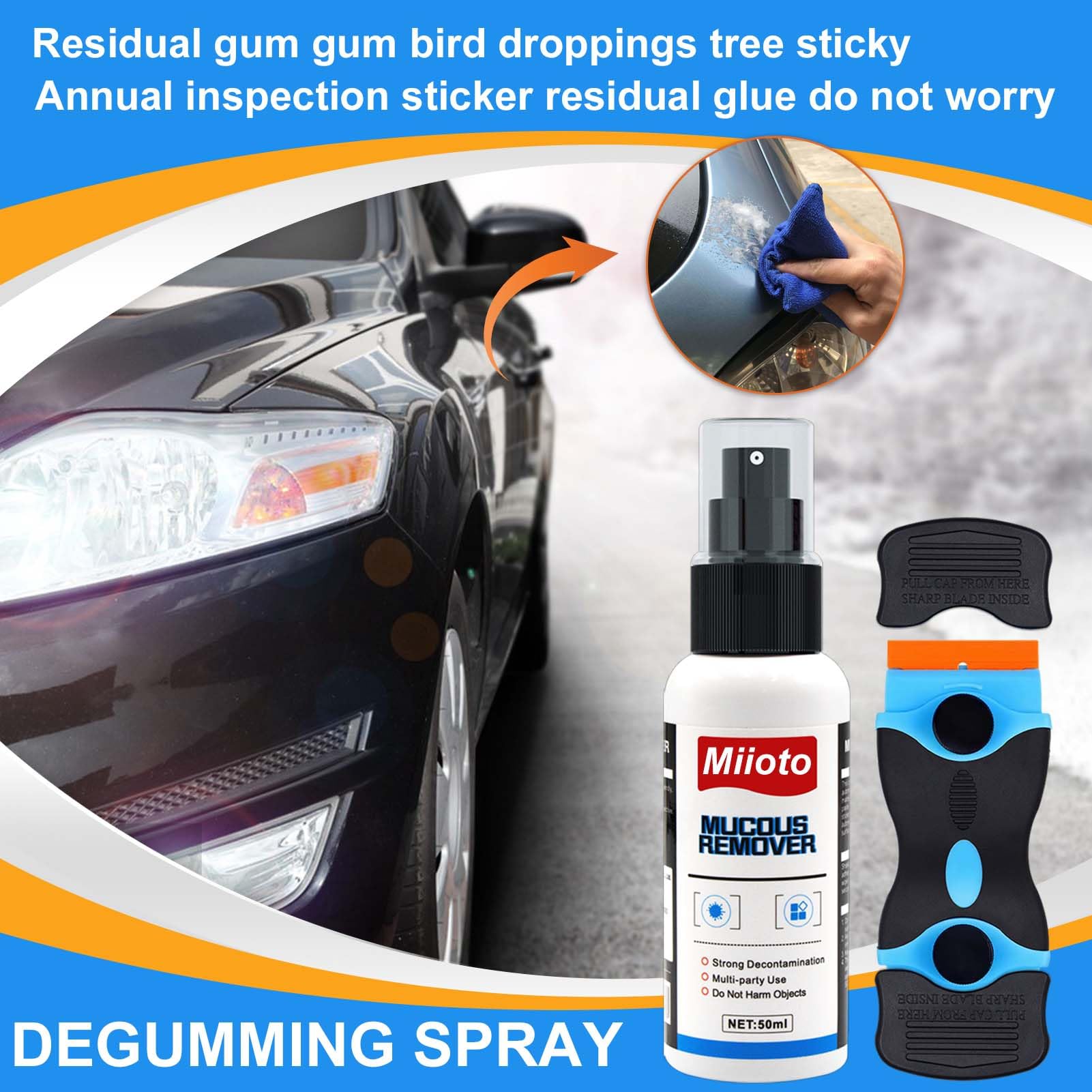 Dissolvant Colle Spray Décapant Adhésif 50ML avec Grattoir Polyvalent