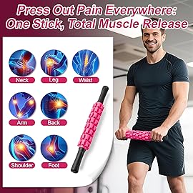 ZanLLW Muscle Roller Stick, Muscle Roller, Liposuction Massage Roller for Lymphatic Drainage, Massager Stick for Relief Muscle Soreness, Trigger Points, Help Exercise Runner Legs, Back Recovery
