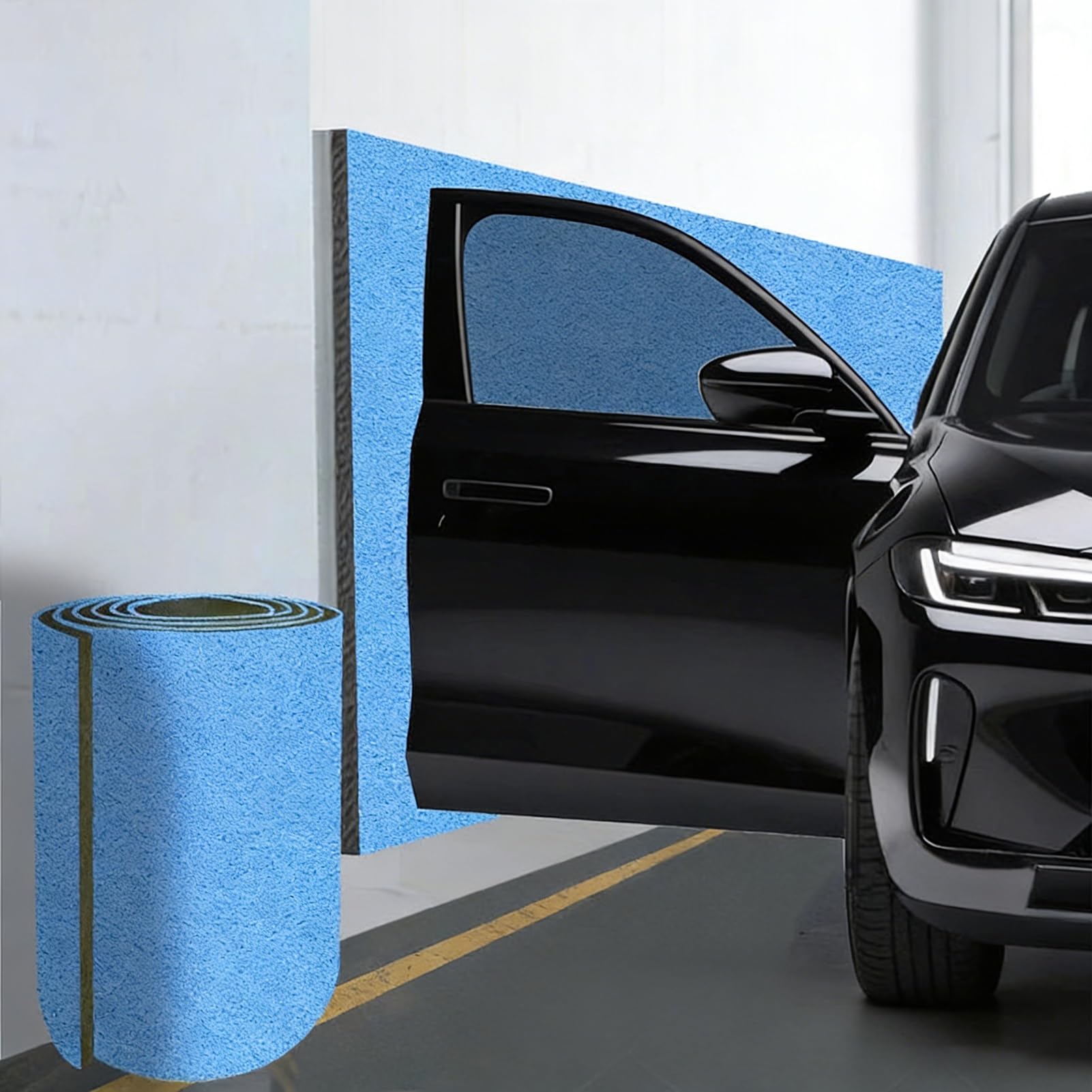Protection de mur de garage extra large de 200 cm, protection de pare-chocs en mousse NBR souple pour prévenir les chocs et les dommages causés par les collisions (bleu, 1 pièce, 60 cm de large)