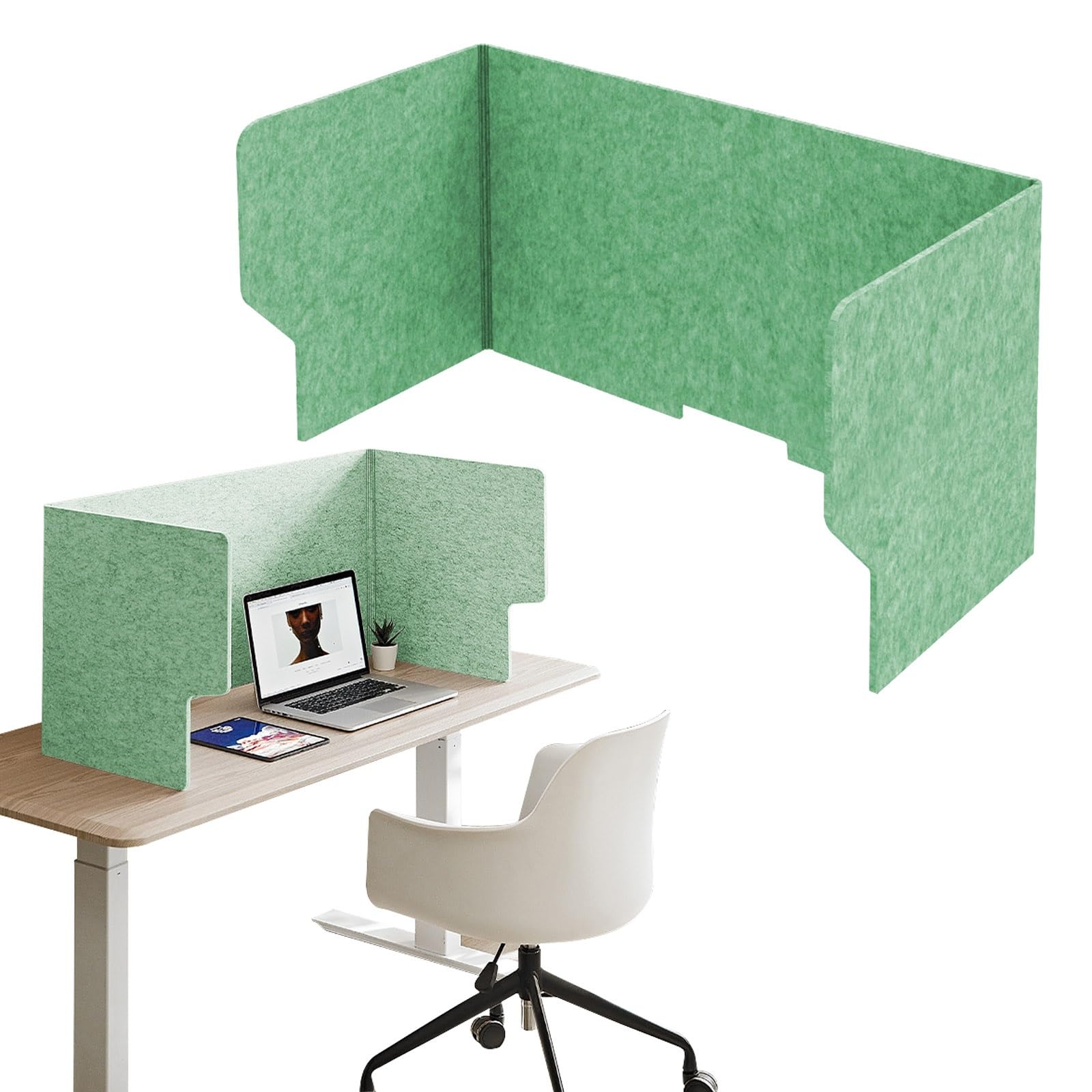 Acoustic Desk Divider, 60~120cm Stand Up Freestanding Felt Privacy Panel, Sound Proof Dividers, U-Shaped Desktop Separator Panel, For Classroom Home Office Schools Workstations(Green,60cm)