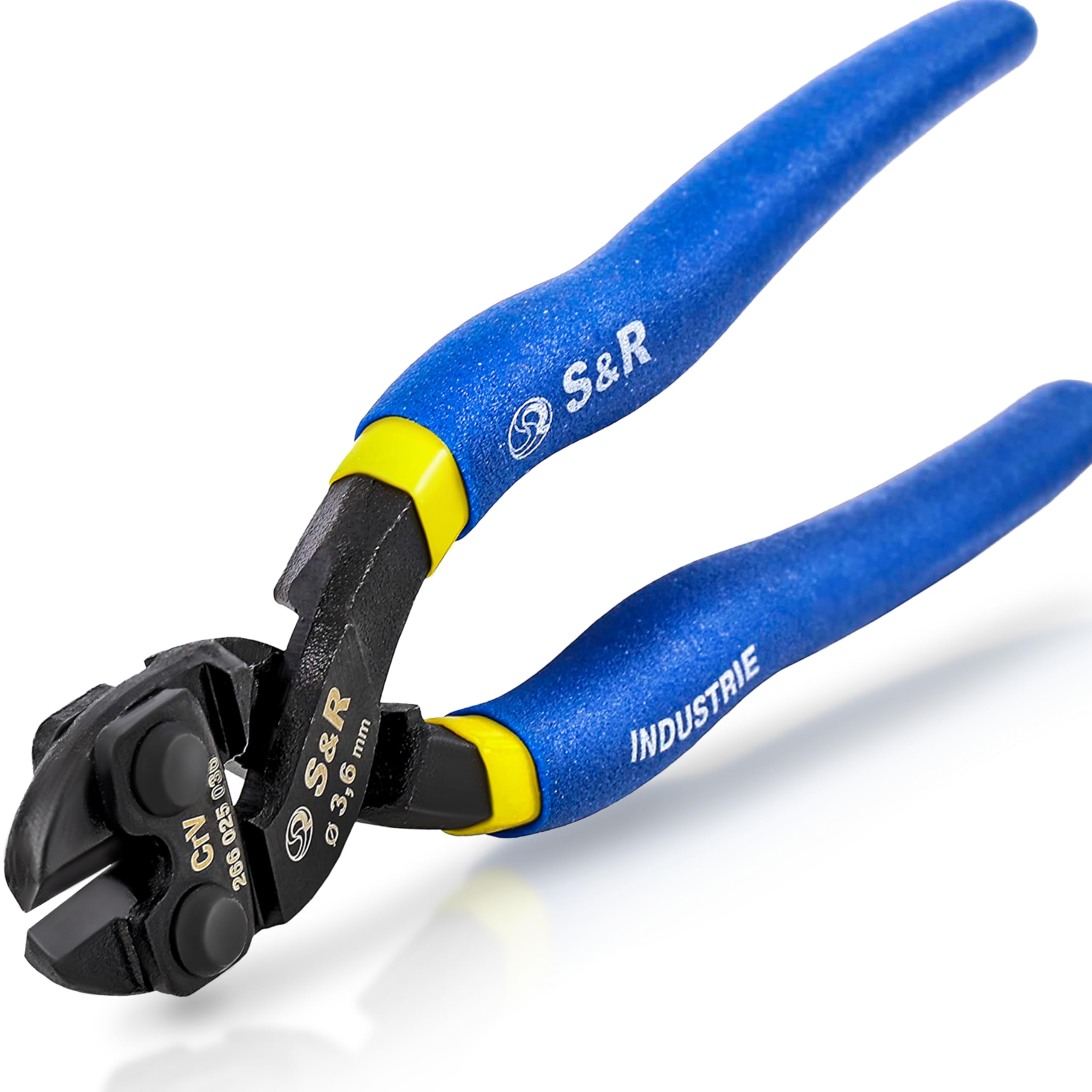 S&R Tagliabulloni Tronchesi Cesoia per Ferro Reti e Bulloni di Ø 3,6 mm. Tronchesina da 20 cm in acciaio 60 con bordi temprati a induzione HRC58-62. Professionale e Ergonomica