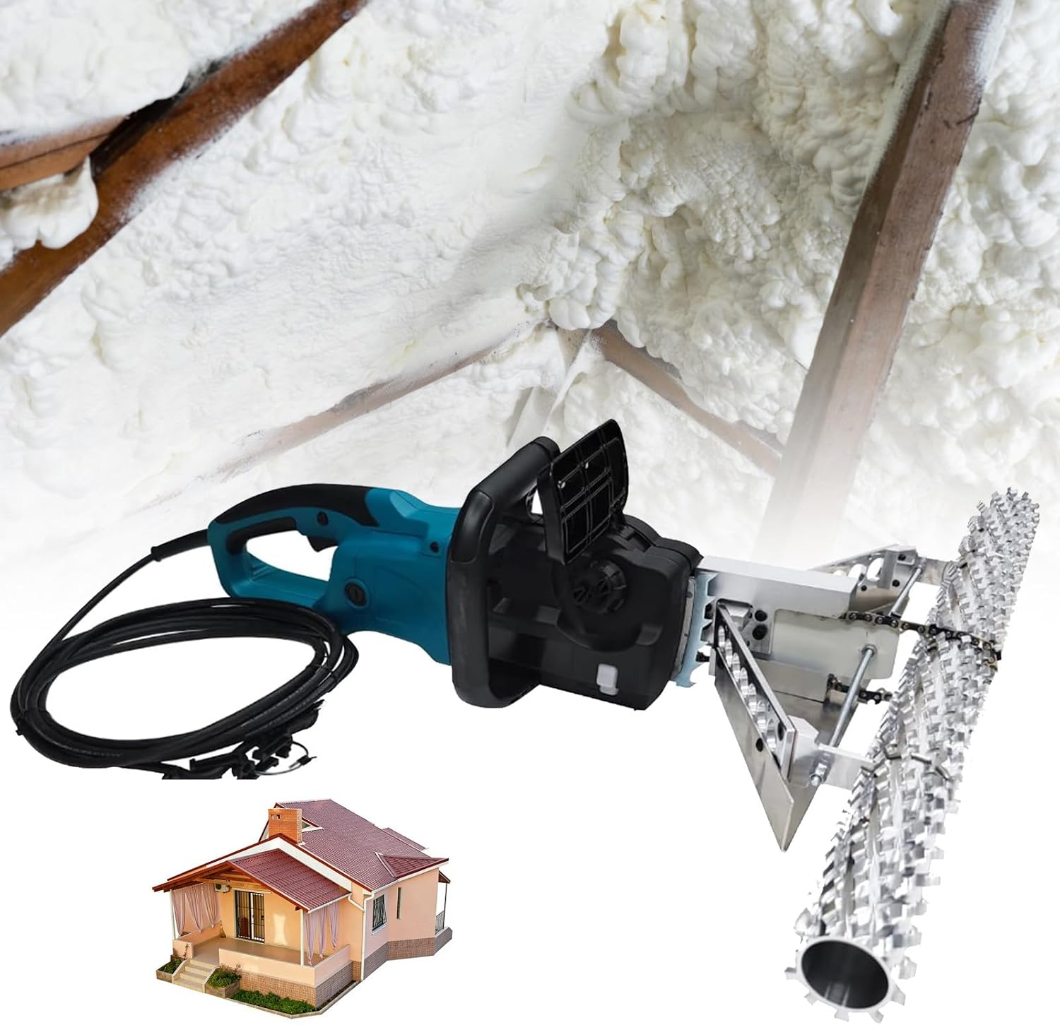 70cm/50cm Foam Planer Saw for Spray Foam Insulation Cutting and Removal, Open/Closed Cell Polyurethane Foam Polishing Tool with 1800W Power and 14.5m/s Speed Closedcell-50cm (Opencell 50cm)