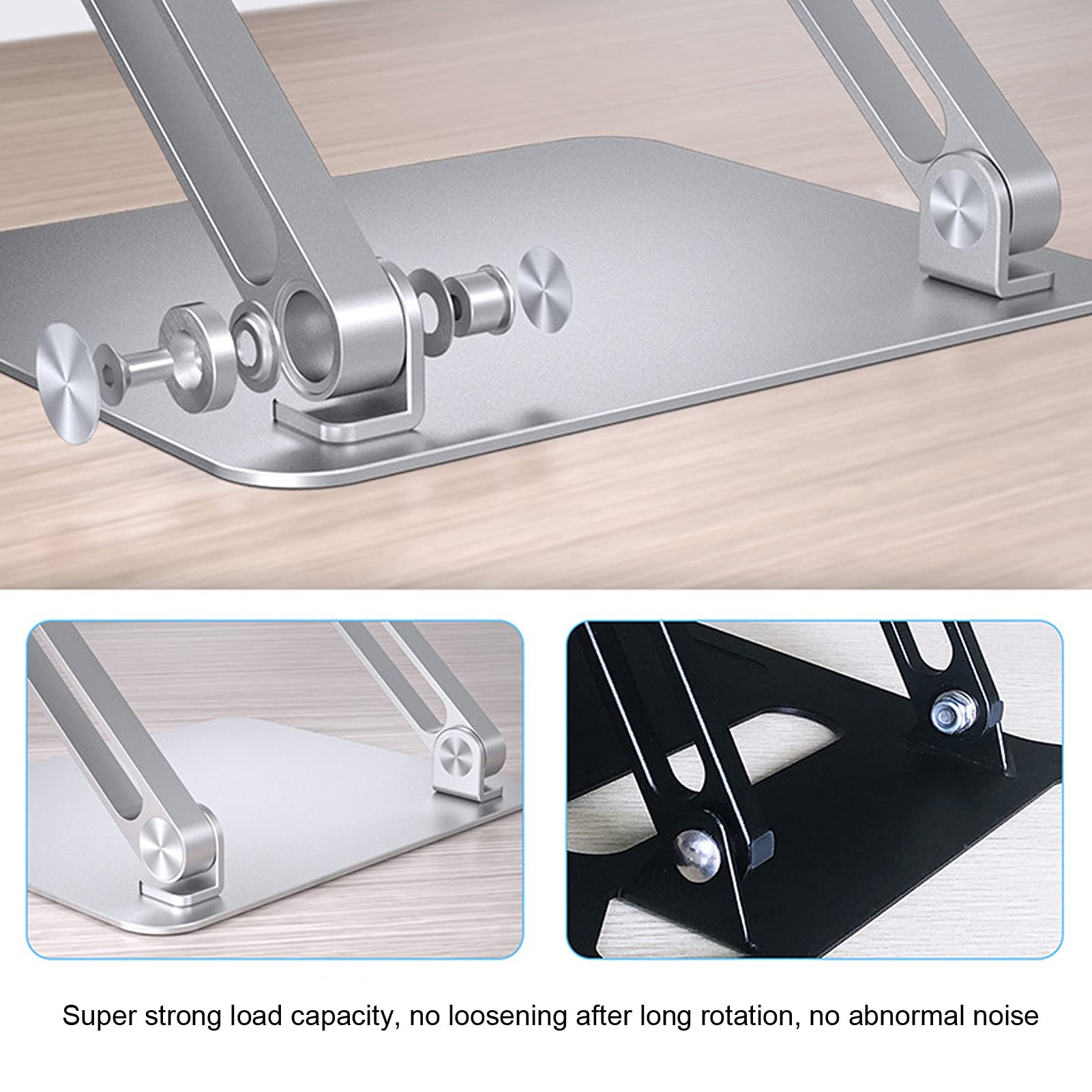 Domary Riser Pieghevole per Laptop con Ventola di Raffreddamento Design in Lega di Alluminio per da 10-17,3 Pollici Argento