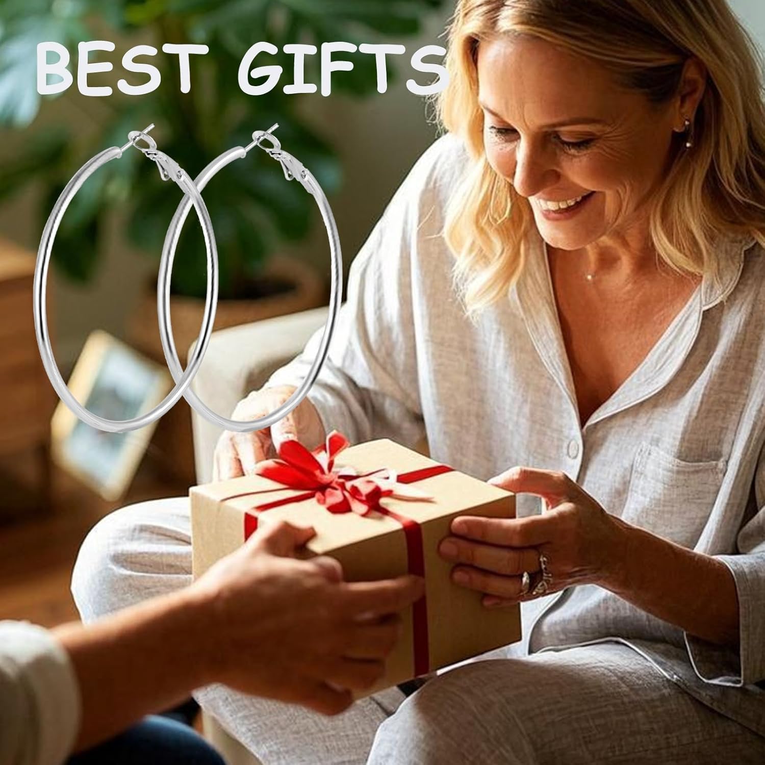 70mm Large Stainless Steel Silver 14K Gold Plated Hoop Earrings for Women Lightweight Hoops Hypoallergenic Big Thin Dangle - Image 6