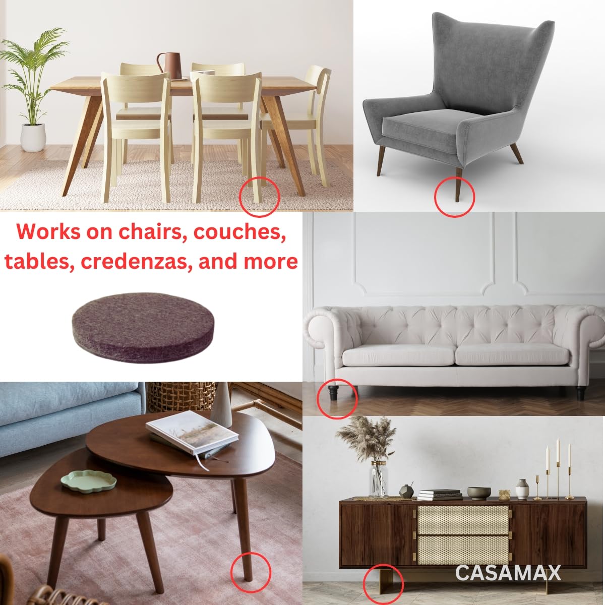 Almohadillas de fieltro de alta calidad para muebles, 45 piezas, protectores de suelo definitivos para madera dura, azulejos y laminados, mantén tus suelos libres de arañazos (45)