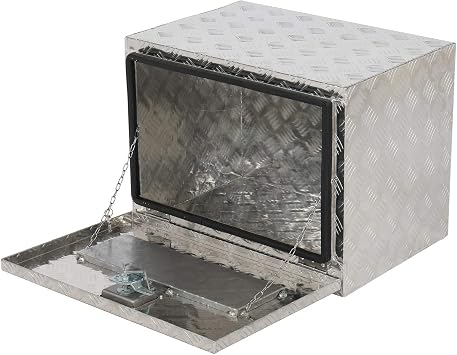 24 inch Aluminum Underbody Truck Tool Box With Lock | Waterproof Square Truck Storage Organizer Chest for Pick Up Truck Bed, RV Trailer RV, ATV, 24" L x 18" H x 17" W