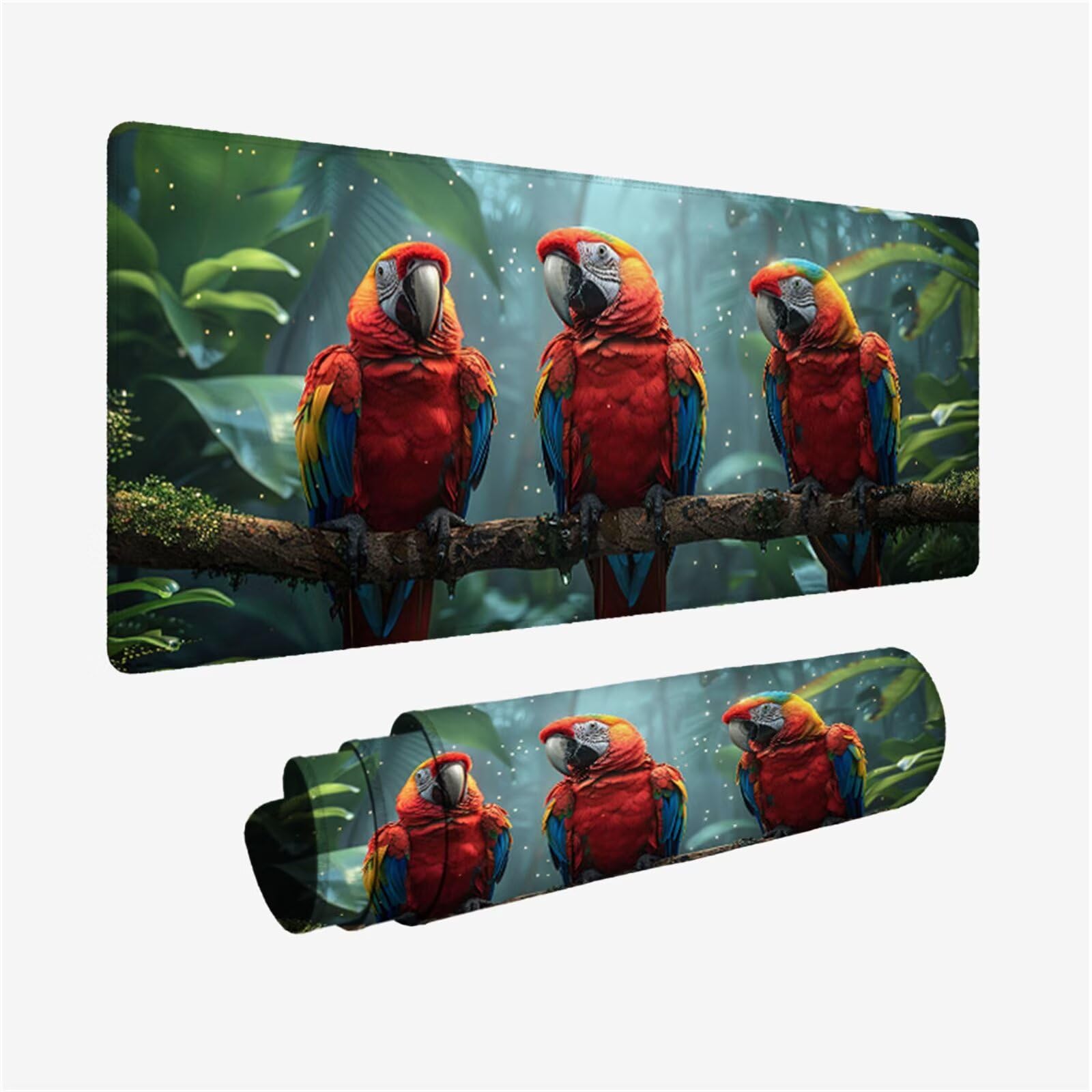 Czerwona podkładka pod mysz XXL 1200x600, podkładka pod mysz pod mysz papuga wodoodporna podkładka, mysz z antypoślizgową podstawą, pod ręką szyte krawędzie, akcesoria do gier, prezent H2-564