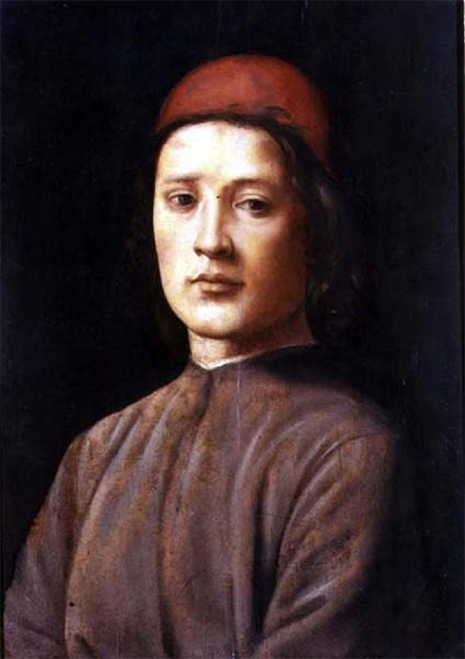 POSTERIIk Famous Modern Artwork Art Mural Portrait of a Young Man with a Red Hat by Lorenzo Di Credi Oil Paintings Pictures for Home Decor 60x90cm