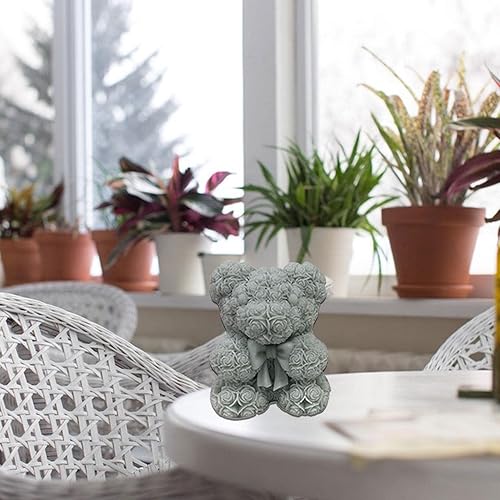 Miniatura 5 de Molde de silicona de oso de flores 3D, molde de vela de silicona, moldes de resina de oso de flores de corazón para hacer velas, molde de jabón de