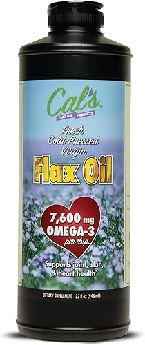 Miniatura 9 de Cal's Aceite de lino, linaza prensada en frío, alto en ácidos grasos omega-3, aceite de linaza sin refinar, suplemento líquido de aceite esencial de