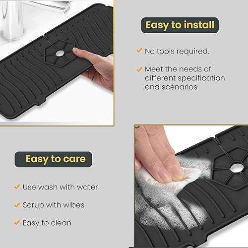 Miniatura 5 de Alfombrilla de silicona para fregadero, protector de goteo para atrapa grifos, protector contra salpicaduras de fregadero, alfombrilla de