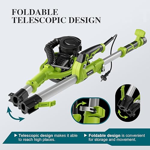 Miniatura 7 de AMYBEST Lijadora de paneles de yeso, potente lijadora eléctrica para paneles de yeso con colección de polvo al vacío, 5 velocidades 1000-2100 RPM,