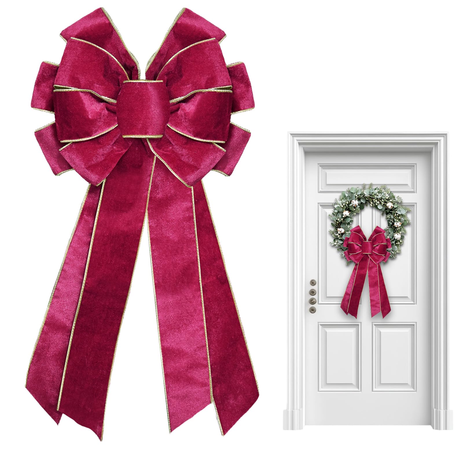 Amazon.co.jp: Vickasi クリスマスリースリボン 玄関ドア用 ローズ