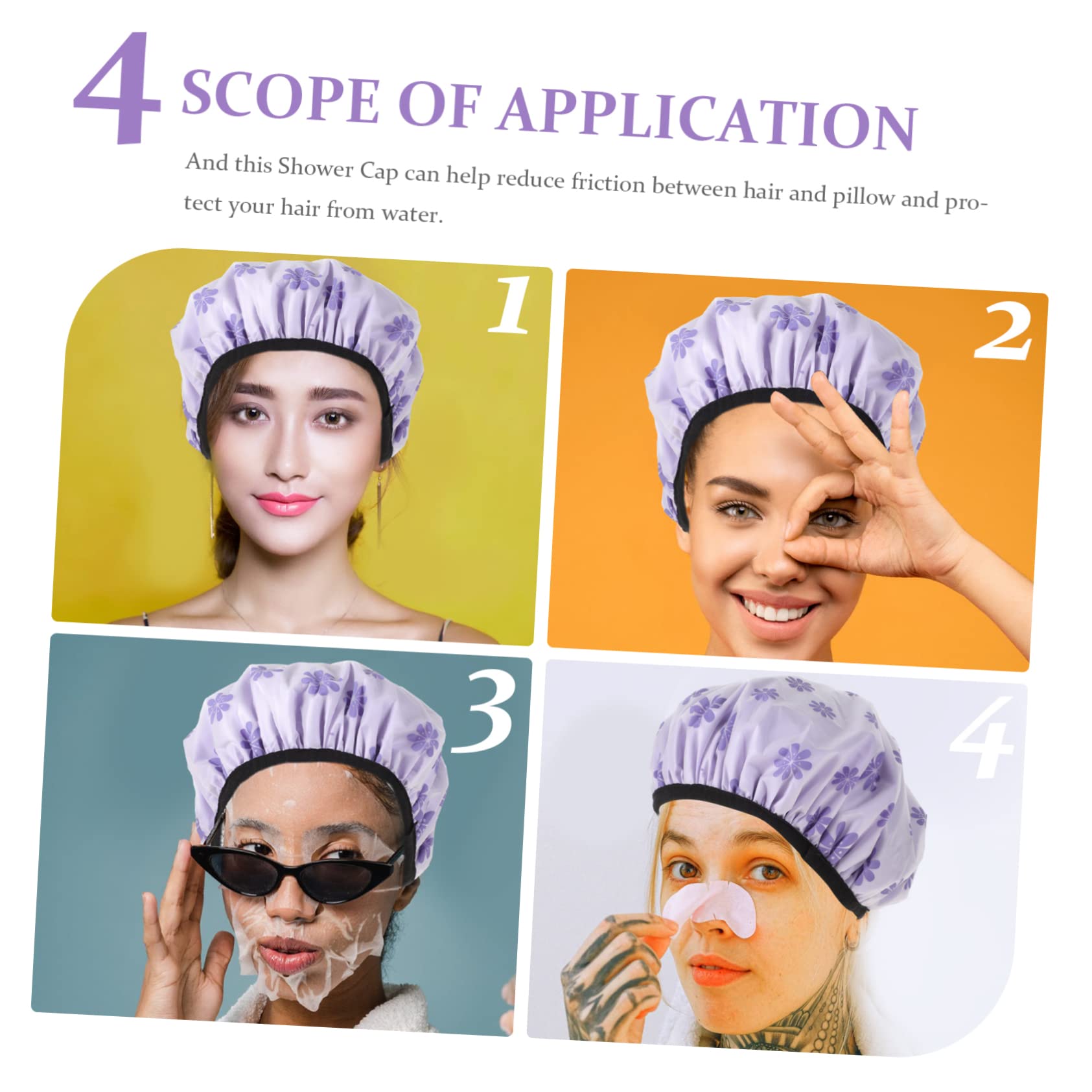 FRCOLOR Cuffie Doccia Riutilizzabili 4 Pezzi, Cuffia Chioma Doccia e Assorbente in Microfibra, Comoda e Traspirante per Make Up e Sonno Stili multipli