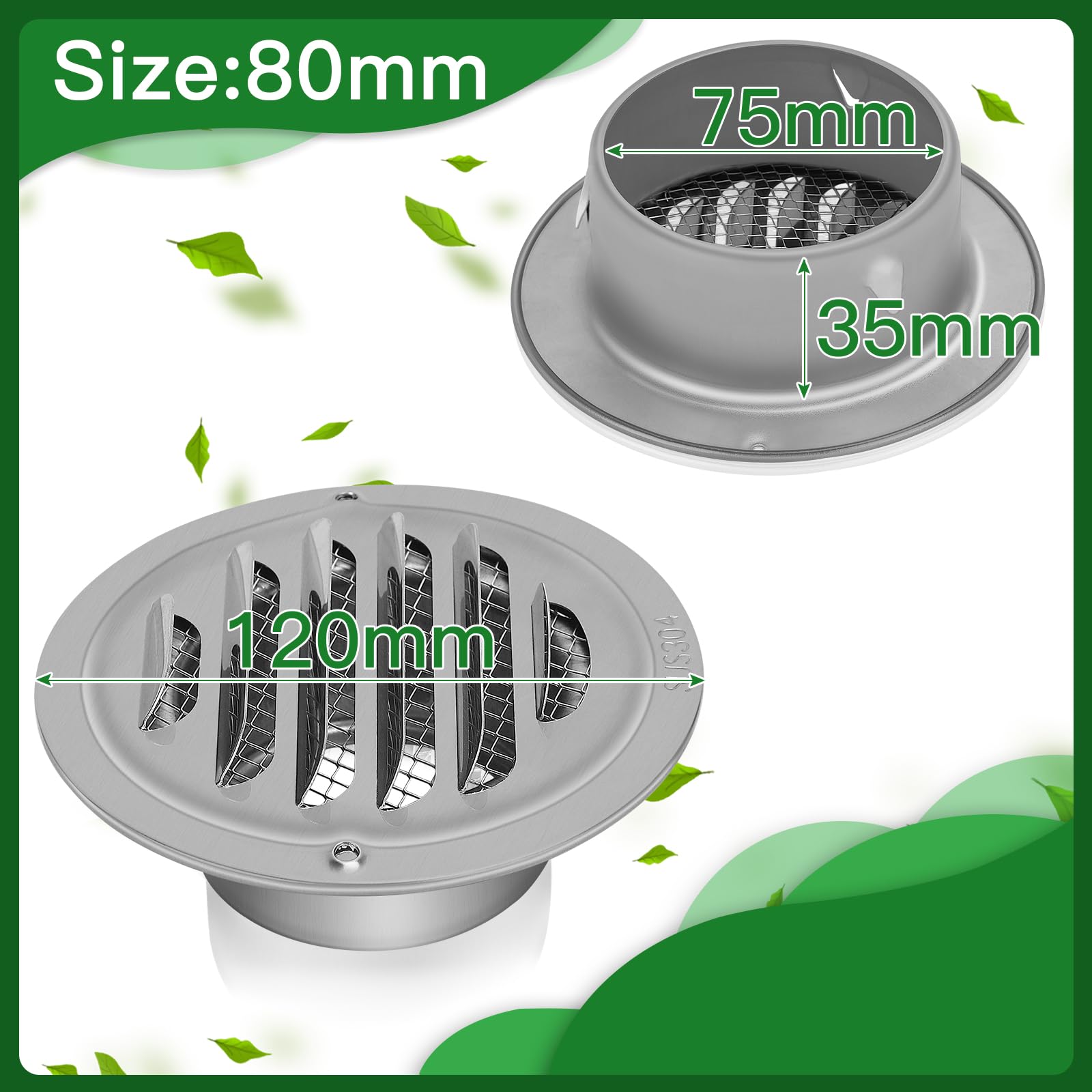 Griglia Ventilazione In Acciaio Inox 80mm - Con Rete Anti-Insetto E Viti - Foto 14