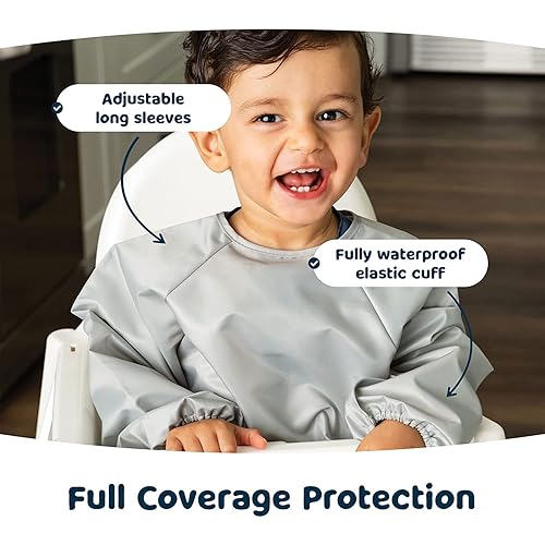 Vista 6 de Tiny Twinkle Long Sleeve Bib for Babies & Toddlers 2-Pack Waterproof Smock Bib for Eating Machine Washable & Mess-Proof Feeding Essentials