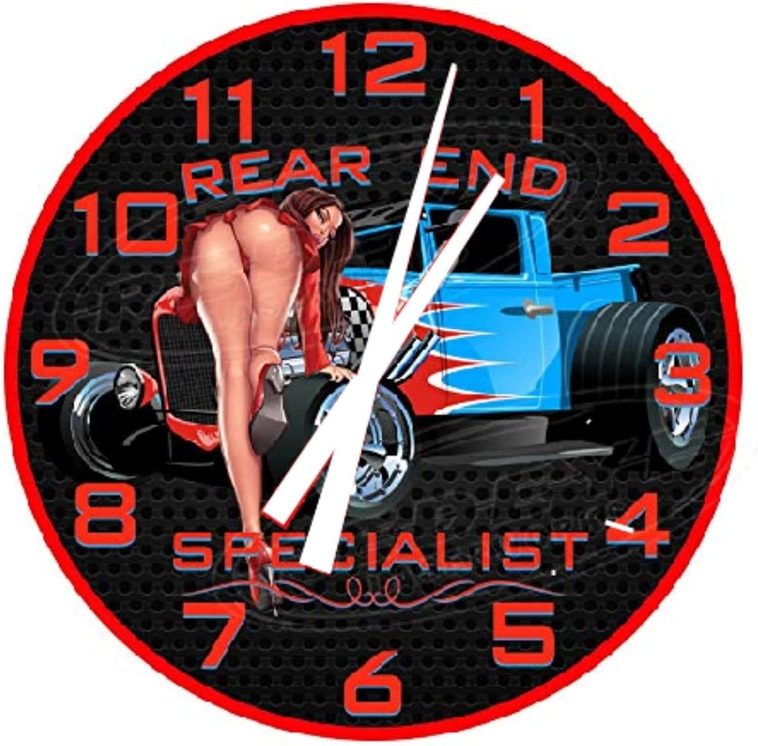 ArogGeld Mechanics Repair Shop Wall Clock Rear End Specialist Garage Clock 15 Inch Battery Operated Large Decorative Wall Clock Silent Round Wood Wall Clock Hanging Clocks Decor Living, One Size